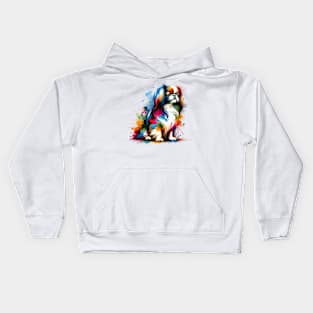 Elegant Japanese Chin in Colorful Splash Art Style Kids Hoodie